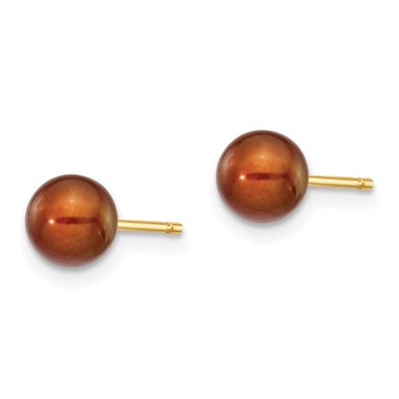 14K Freshwater Cultured Pearl Stud Post Earrings - Picture 4 of 4